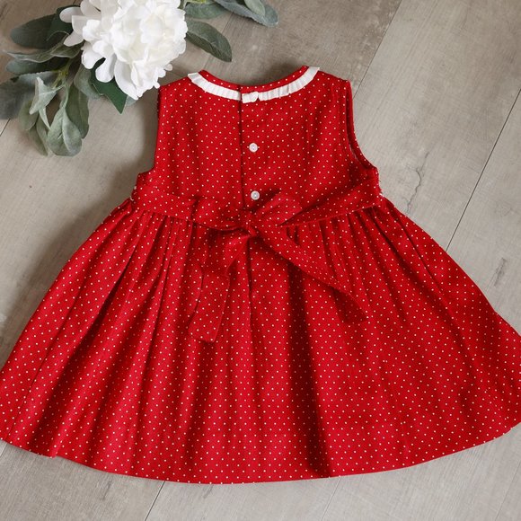Red and White Smocked Dress with Bloomer Size 9 Month Boutique ADORABLE! NWOT - Picture 5 of 7